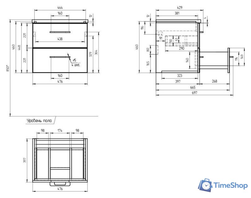  Cersanit Тумба под умывальник Lara 50 Como 50 64131 - Изображение №11 — Интернет-магазин Time-Shop