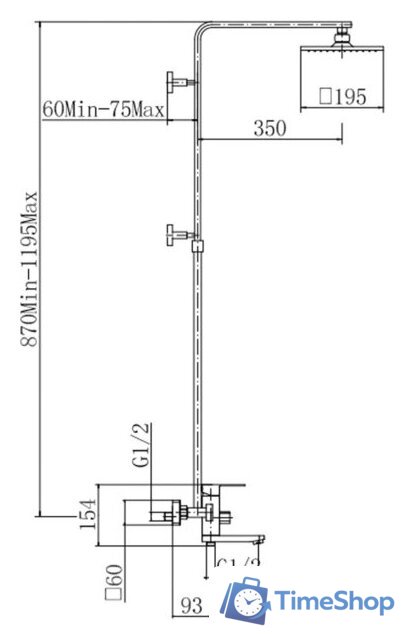 Душевая система  Fashun A52402 - Изображение №2 — Интернет-магазин Time-Shop