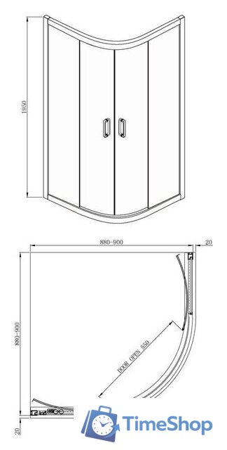 Душевой уголок Adema Glass Line 100 (матовое стекло) - Изображение №3 — Интернет-магазин Time-Shop
