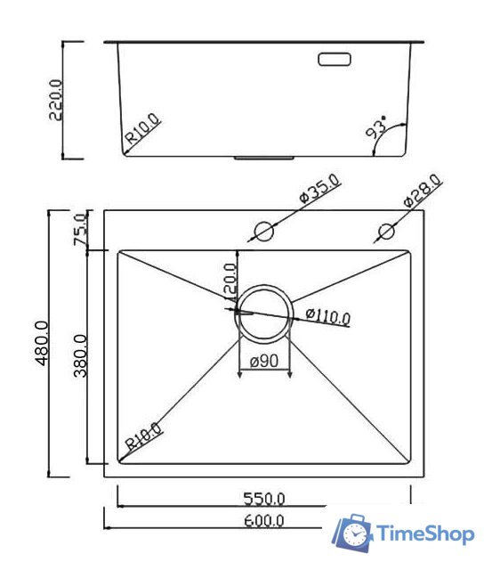Кухонная мойка Roxen Simple 560220-60 сатин (с коландером и дозатором) - Изображение №15 — Интернет-магазин Time-Shop