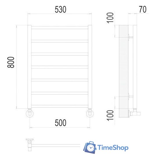 Полотенцесушитель TERMINUS Контур П7 500x800 нп - Изображение №3 — Интернет-магазин Time-Shop