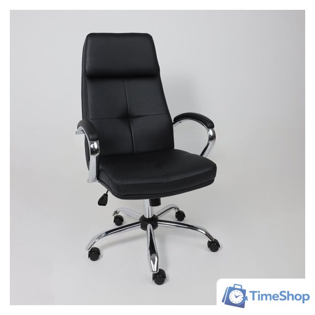 Офисное кресло AksHome Немига 1 (кожа натуральная Black/основание хром) - Изображение №3 — Интернет-магазин Time-Shop