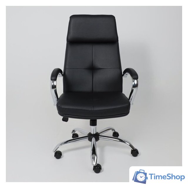 Офисное кресло AksHome Немига 1 (кожа натуральная Black/основание хром) - Изображение №4 — Интернет-магазин Time-Shop