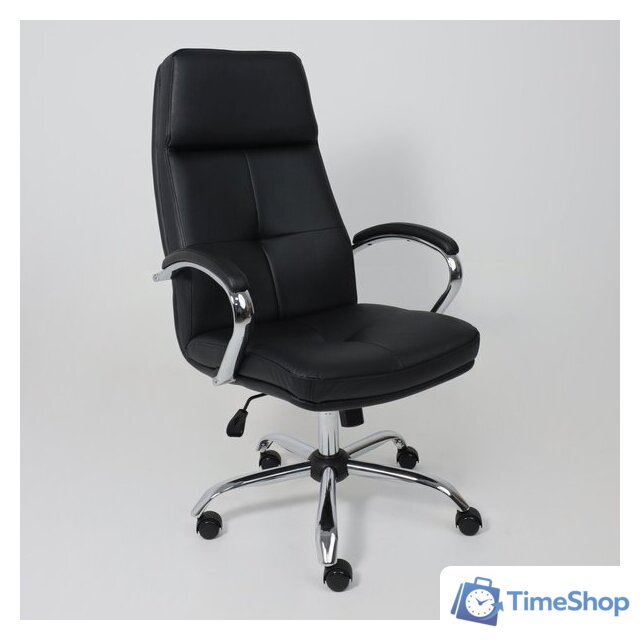 Офисное кресло AksHome Немига 1 (кожа натуральная Black/основание хром) - Изображение №2 — Интернет-магазин Time-Shop