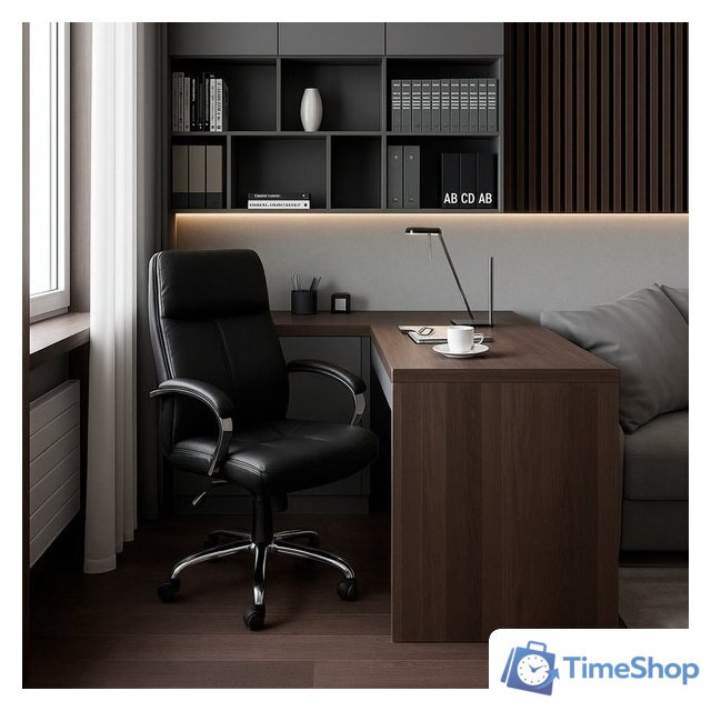 Офисное кресло AksHome Немига 1 (кожа натуральная Black/основание хром) - Изображение №16 — Интернет-магазин Time-Shop