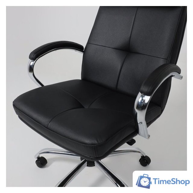 Офисное кресло AksHome Немига 1 (кожа натуральная Black/основание хром) - Изображение №8 — Интернет-магазин Time-Shop