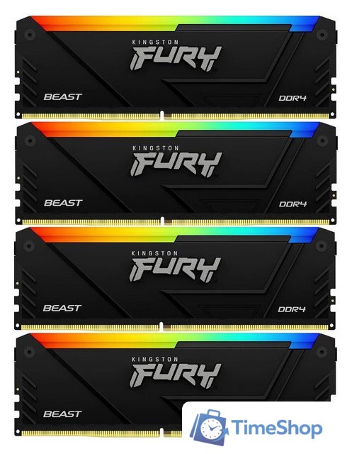 Оперативная память Kingston FURY Beast RGB 4x16ГБ DDR4 3600 МГц KF436C18BB2AK4/64 - Изображение №2 — Интернет-магазин Time-Shop