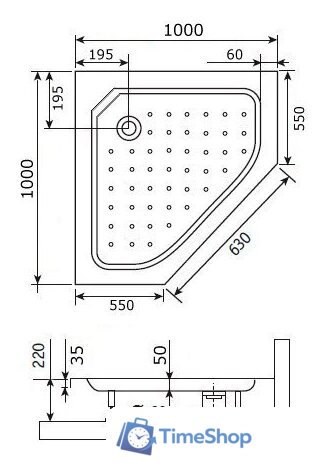 Душевой поддон RGW Style-TR 100x100 - Изображение №2 — Интернет-магазин Time-Shop