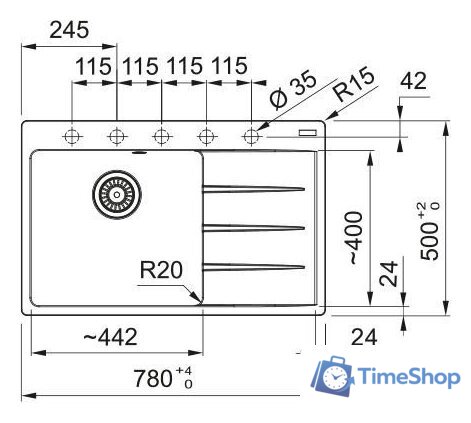 Кухонная мойка Franke Centro CNG 611-78 TL 114.0740.849 (оникс) - Изображение №3 — Интернет-магазин Time-Shop