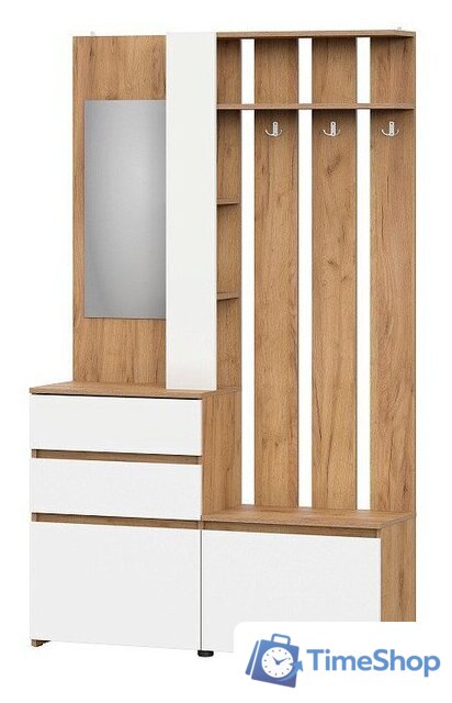 Стенка NN мебель МС Некст К с зеркалом (дуб золотой/белый) - Изображение №1 — Интернет-магазин Time-Shop