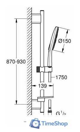 Душевой гарнитур  Grohe Rainshower SmartActive 150 26594LS0 - Изображение №2 — Интернет-магазин Time-Shop
