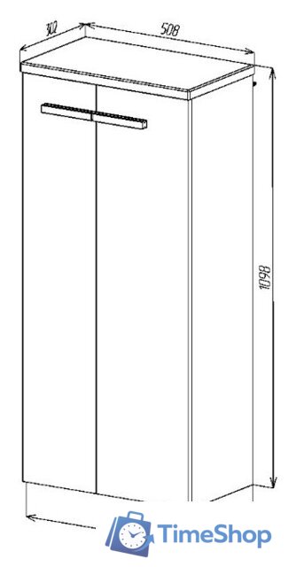  Viant Шкаф-полупенал Мюнхен VMUN50BEL-PENP (белый) - Изображение №5 — Интернет-магазин Time-Shop