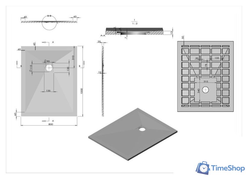 Душевой поддон Vincea VST-4SR8010G 100x80 - Изображение №2 — Интернет-магазин Time-Shop
