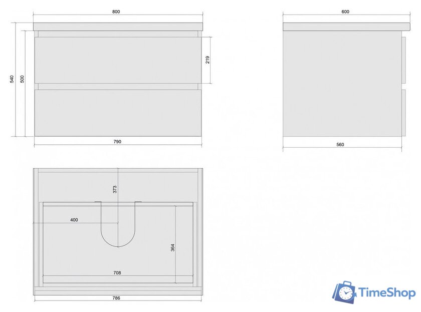  Дабер Тумба под умывальник 002 Т2.8.0.4Б (серый/белый) - Изображение №5 — Интернет-магазин Time-Shop