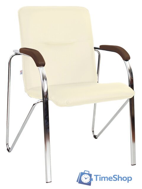 Офисный стул Белс Самба Chrome V 451375/V18 (кожзам бежевый/темный орех) - Изображение №1 — Интернет-магазин Time-Shop