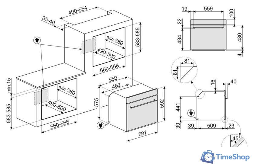 Электрический духовой шкаф Smeg SF68C1AO - Изображение №2 — Интернет-магазин Time-Shop