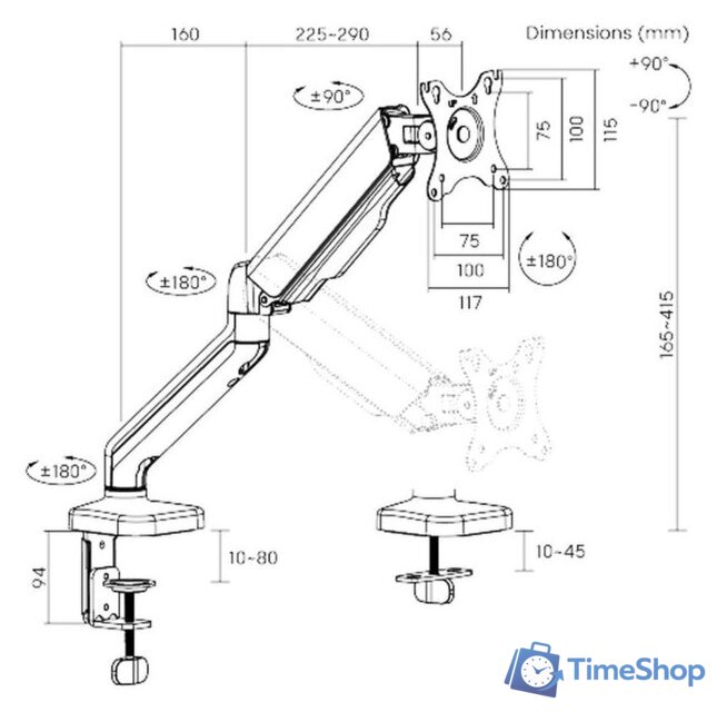 Кронштейн для монитора ErgoSmart Power Black - Изображение №18 — Интернет-магазин Time-Shop