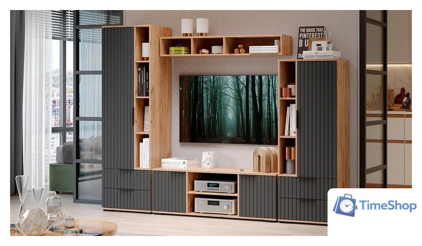 Горка Трия Хилтон №2 (дуб крафт золотой/графит матовый) - Изображение №1 — Интернет-магазин Time-Shop