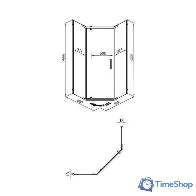 Душевой уголок Triton Дека Хром А1 90х90 без поддона (прозрачное стекло) - Изображение №2 — Интернет-магазин Time-Shop