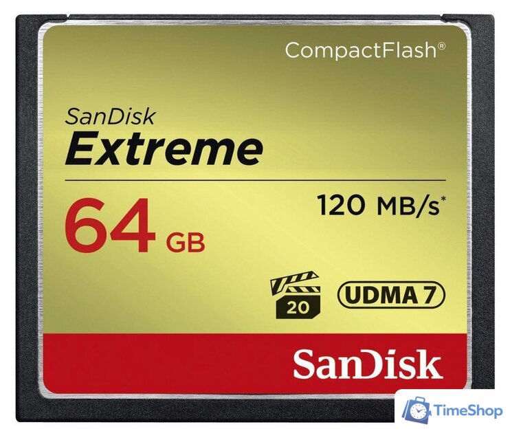 Карта памяти SanDisk Extreme CompactFlash 64GB [SDCFXSB-064G-G46] - Изображение №1 — Интернет-магазин Time-Shop
