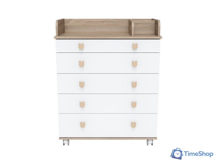 Детский комод Incanto Мишка с органайзером 800/5 PK-0060/01 (белый/дуб) - Изображение №2 — Интернет-магазин Time-Shop
