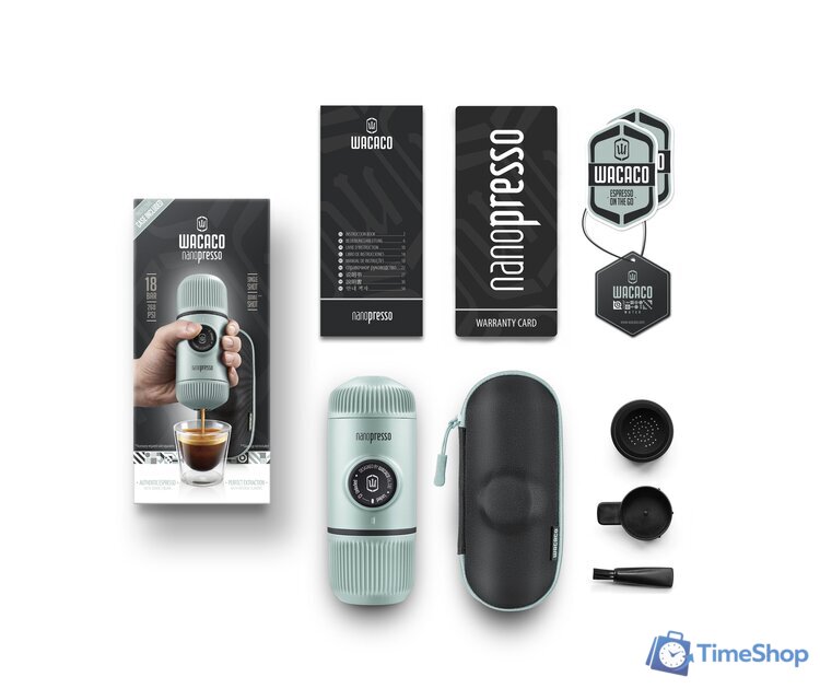 Ручная кофеварка WACACO Nanopresso Arctic Blue + Case - Изображение №2 — Интернет-магазин Time-Shop