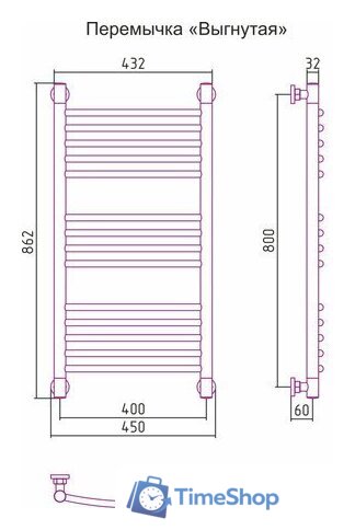 Полотенцесушитель Сунержа Богема+ 800x400 00-0221-8040 - Изображение №3 — Интернет-магазин Time-Shop