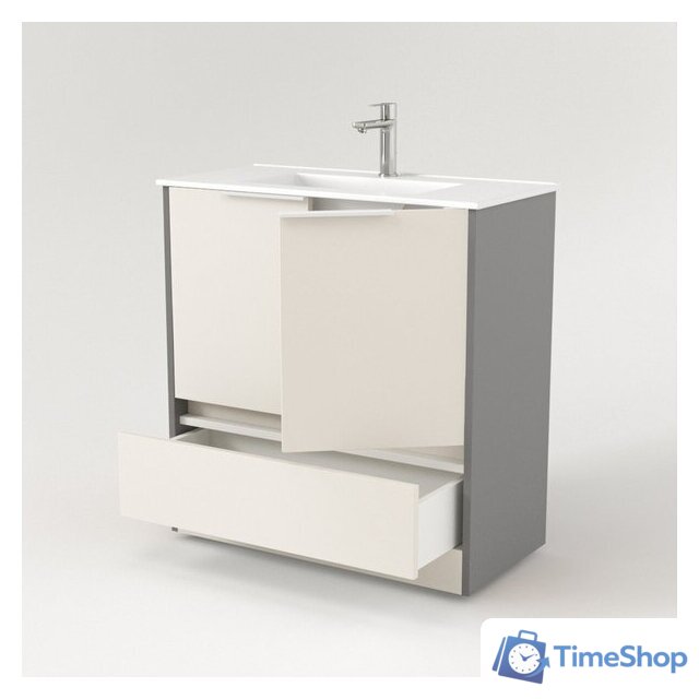  Дабер Тумба под умывальник 017 Тобага/Эридан/Артвин 60 Т17.6Т.0.19Б (бежевый/серый/ручка белая) - Изображение №3 — Интернет-магазин Time-Shop