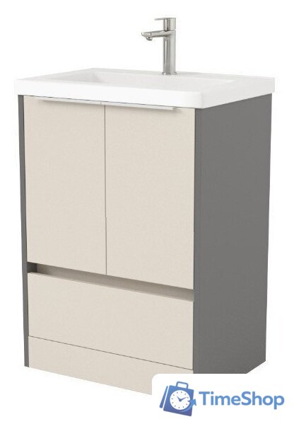  Дабер Тумба под умывальник 017 Тобага/Эридан/Артвин 60 Т17.6Т.0.19Б (бежевый/серый/ручка белая) - Изображение №1 — Интернет-магазин Time-Shop