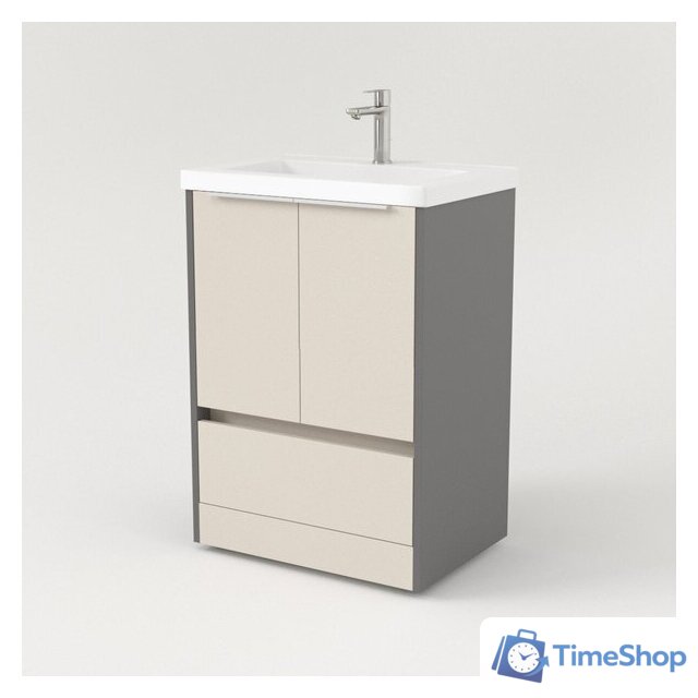  Дабер Тумба под умывальник 017 Тобага/Эридан/Артвин 60 Т17.6Т.0.19Б (бежевый/серый/ручка белая) - Изображение №2 — Интернет-магазин Time-Shop