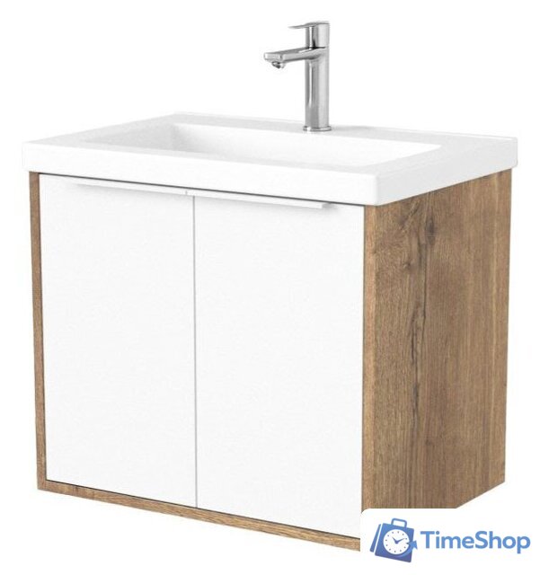  Дабер Тумба под умывальник 018 Тобага/Эридан/Артвин 60 Т18.6Т.0.21Б (дуб галифакс/белый/ручка белая) - Изображение №1 — Интернет-магазин Time-Shop