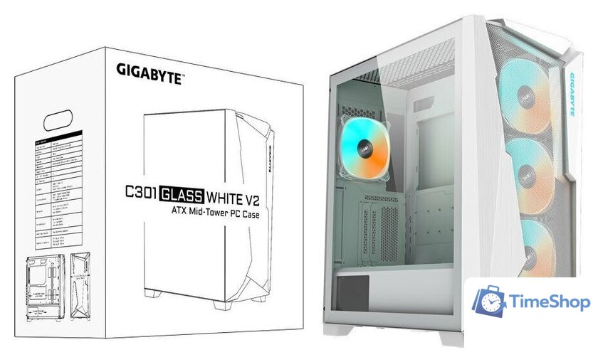 Корпус Gigabyte C301 Glass White V2 - Изображение №2 — Интернет-магазин Time-Shop