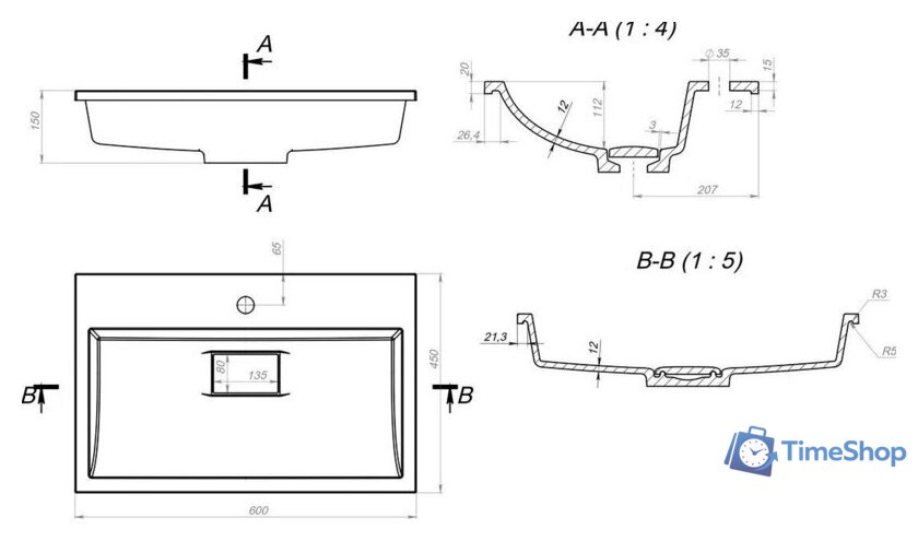 Умывальник Versalia Absolute 60 - Изображение №3 — Интернет-магазин Time-Shop