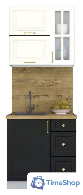 Готовая кухня Интерлиния Мила Шато 0.8Б (белый/черный/дуб бунратти) - Изображение №1 — Интернет-магазин Time-Shop