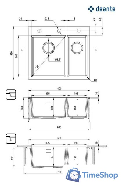 Кухонная мойка Deante Eridan ZQE S503 (серый металлик) - Изображение №2 — Интернет-магазин Time-Shop