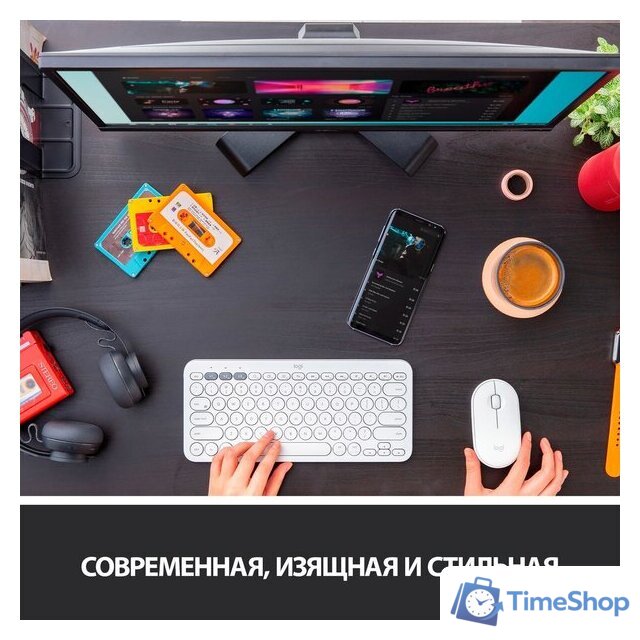 Мышь Logitech M350 Pebble (белый) - Изображение №3 — Интернет-магазин Time-Shop