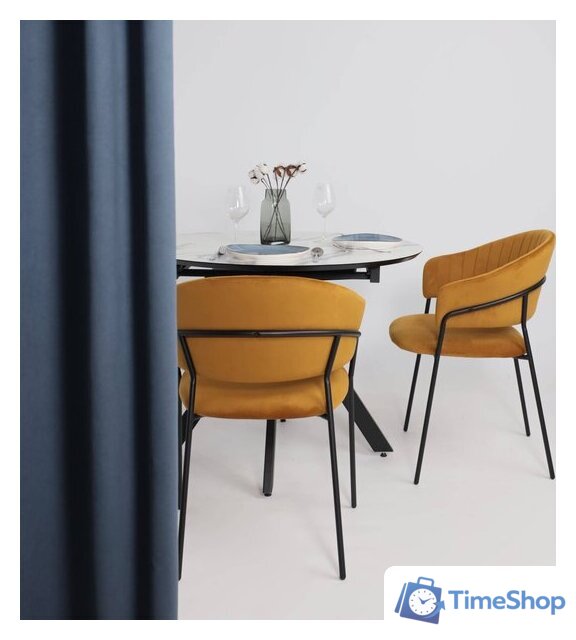 Стул с подлокотниками Алвест AV 433 (карри бархат Confetti chai tea/черный) - Изображение №3 — Интернет-магазин Time-Shop