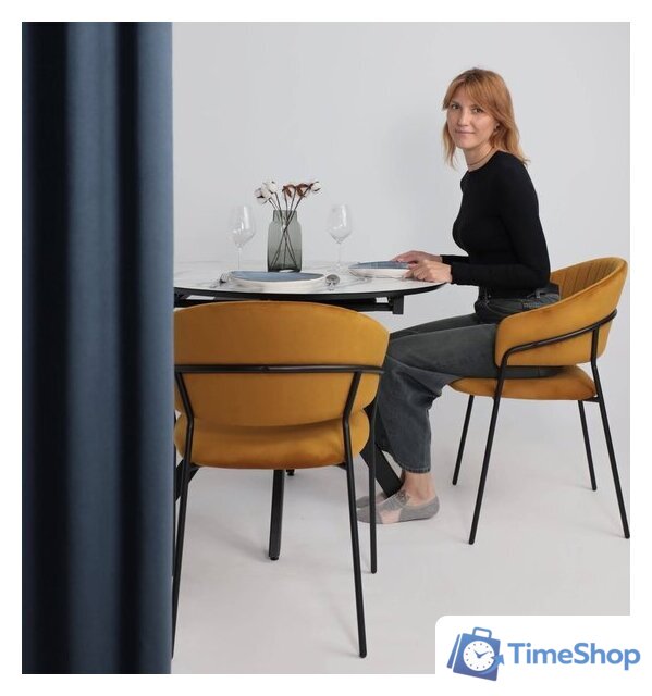 Стул с подлокотниками Алвест AV 433 (карри бархат Confetti chai tea/черный) - Изображение №2 — Интернет-магазин Time-Shop