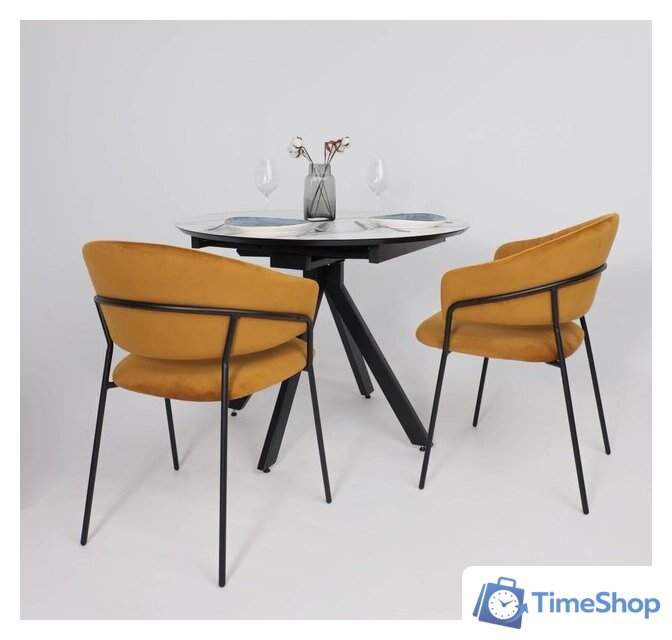 Стул с подлокотниками Алвест AV 433 (карри бархат Confetti chai tea/черный) - Изображение №4 — Интернет-магазин Time-Shop