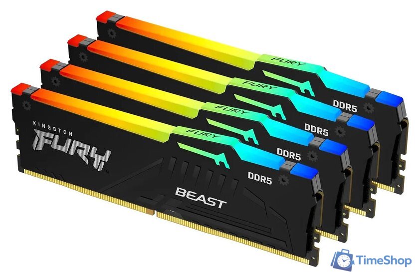 Оперативная память Kingston FURY Beast RGB 4x32ГБ DDR5 5600 МГц KF556C40BBAK4-128 - Изображение №1 — Интернет-магазин Time-Shop
