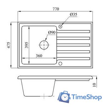 Кухонная мойка БелЭворс Styl L + смеситель W4998-3-22 (черный) - Изображение №4 — Интернет-магазин Time-Shop