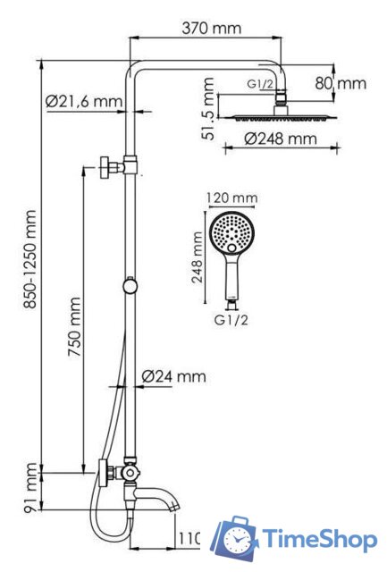 Душевая система  Wasserkraft A188.208.207.PG Thermo - Изображение №3 — Интернет-магазин Time-Shop