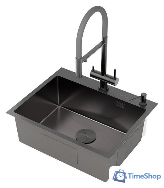 Кухонная мойка Roxen Simple 560220-60B-V графит/текстурная PVD покрытие (с коландером и дозатором) - Изображение №10 — Интернет-магазин Time-Shop