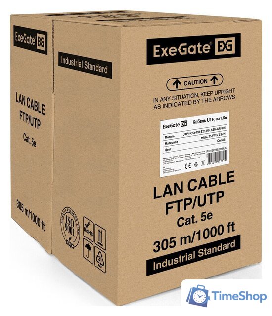 Кабель ExeGate UTP4-C5e-CU-S25-IN -LSZH-GR-305 UTP - Изображение №1 — Интернет-магазин Time-Shop