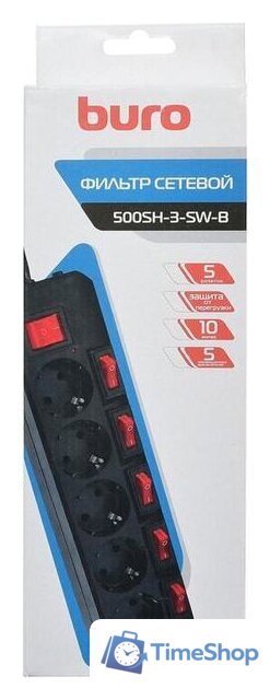 Сетевой фильтр Buro 500SH-3-SW-B - Изображение №4 — Интернет-магазин Time-Shop