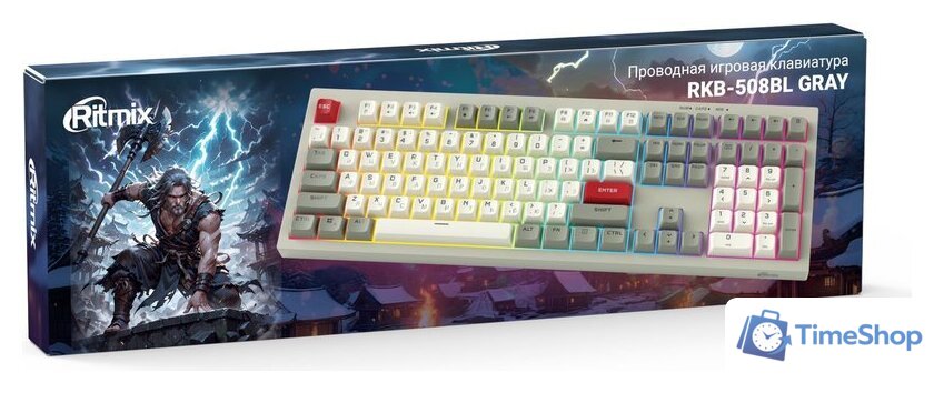 Клавиатура Ritmix RKB-508BL (серый/белый) - Изображение №4 — Интернет-магазин Time-Shop