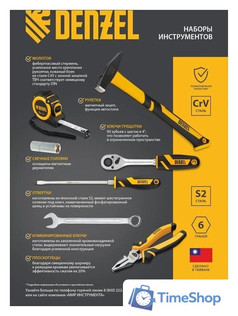 Набор домашнего мастера Denzel 15801 (64 предмета) - Изображение №33 — Интернет-магазин Time-Shop