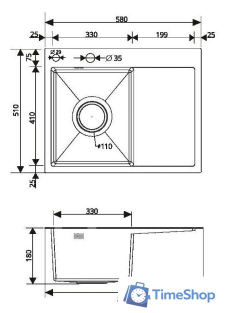 Кухонная мойка РМС MRK-5851BL-L (с дозатором) - Изображение №5 — Интернет-магазин Time-Shop