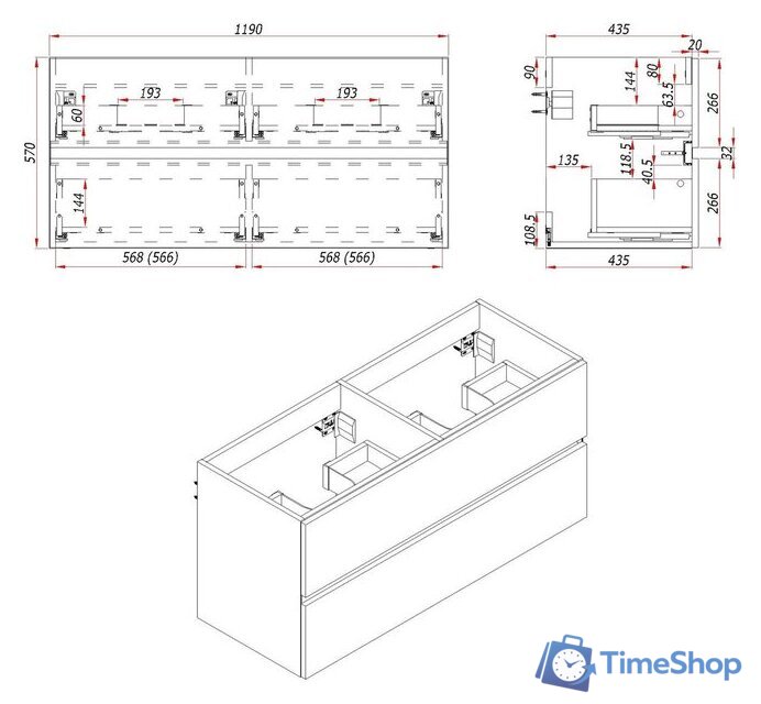  ЗОВ Тумба под умывальник Лира 120 L120MWFMLGVG (графель глянец) - Изображение №4 — Интернет-магазин Time-Shop