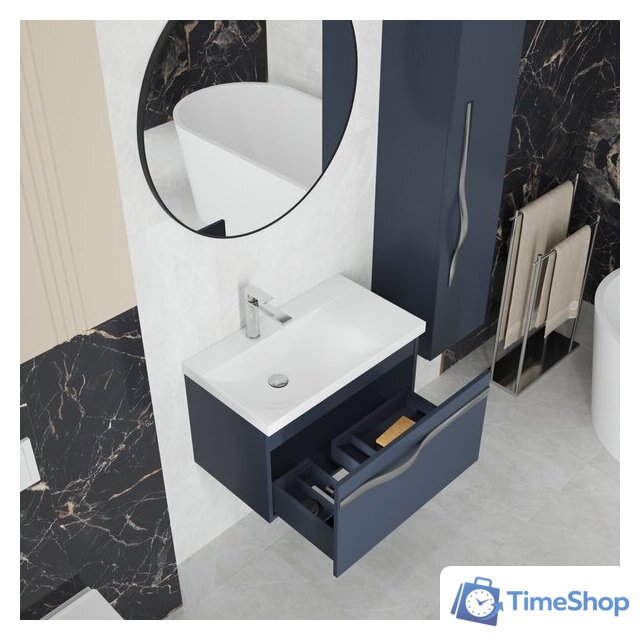  Lauter Тумба под умывальник Eva 69 (гранатовый полуматовый, ручка из матовой стали) - Изображение №6 — Интернет-магазин Time-Shop